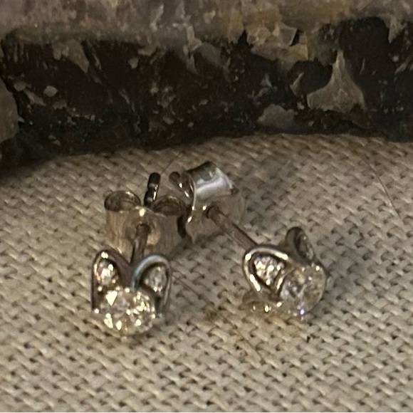 Solid 14k Natural Diamond Stud Earrings - Picture 8 of 8